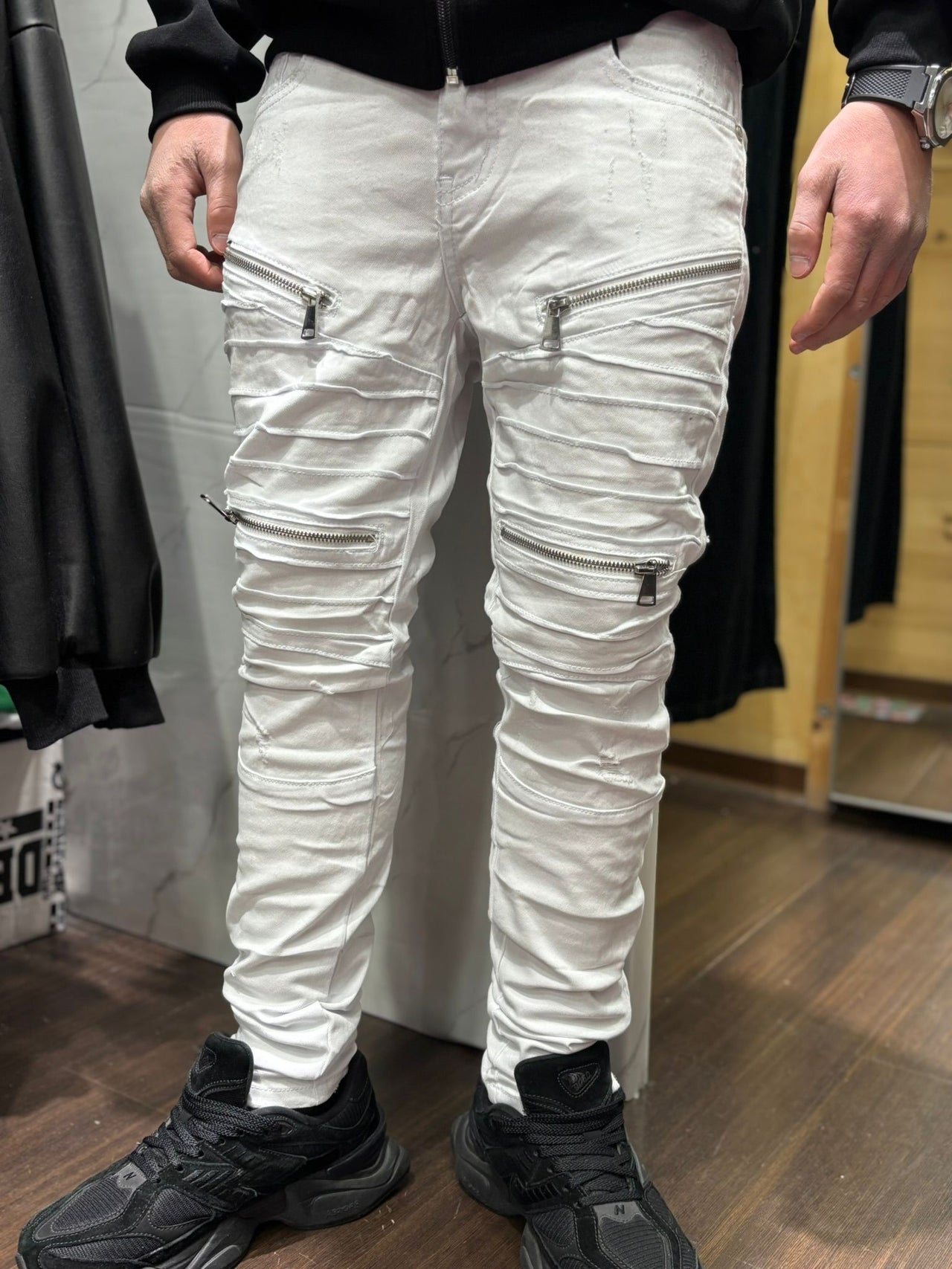 jeans white bikers junior