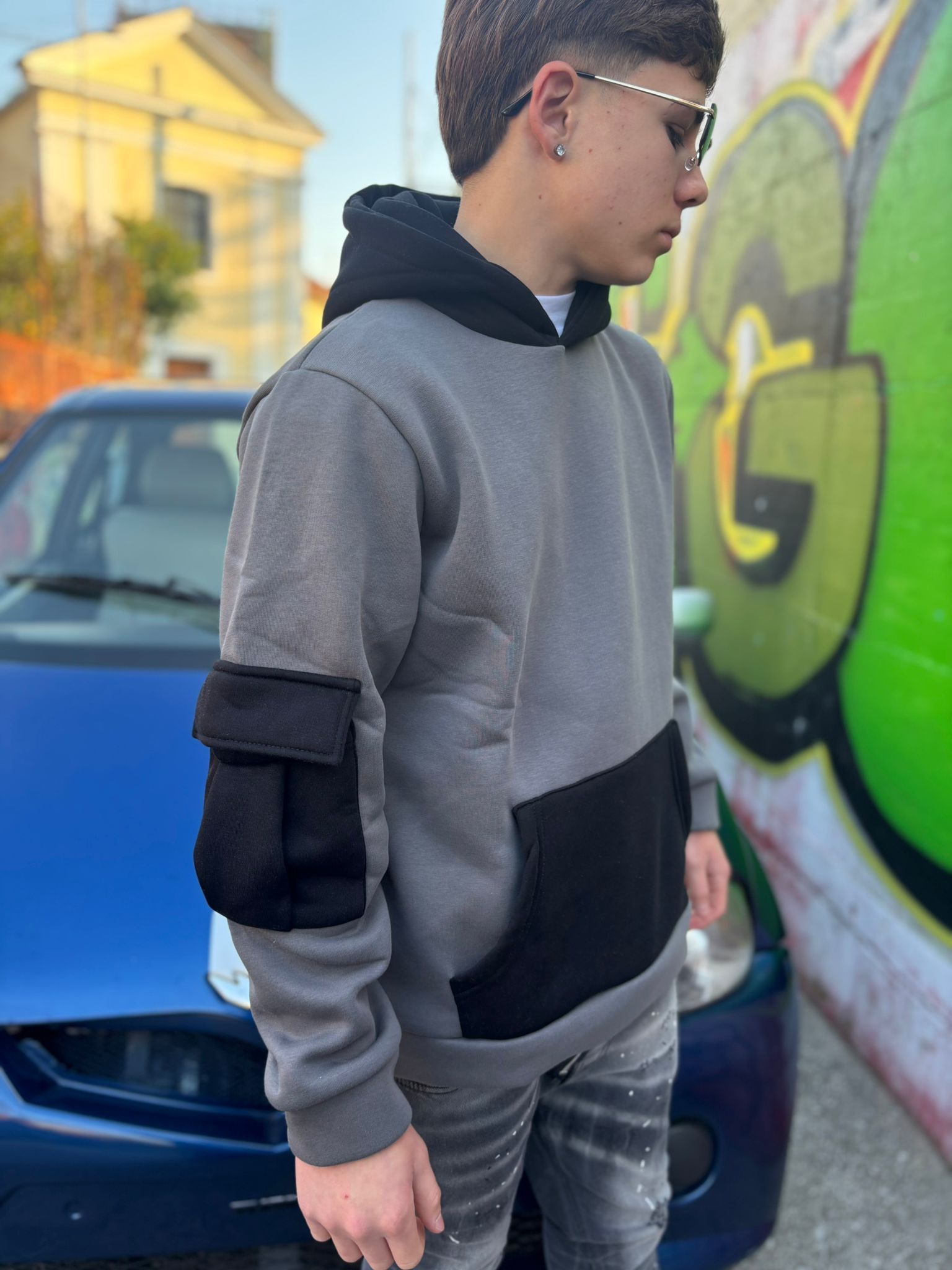 Felpa Cianotic  Piombo/Nero