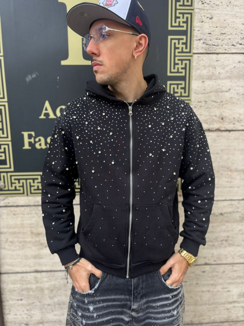 Felpa Nera Minimal Diamanti 2