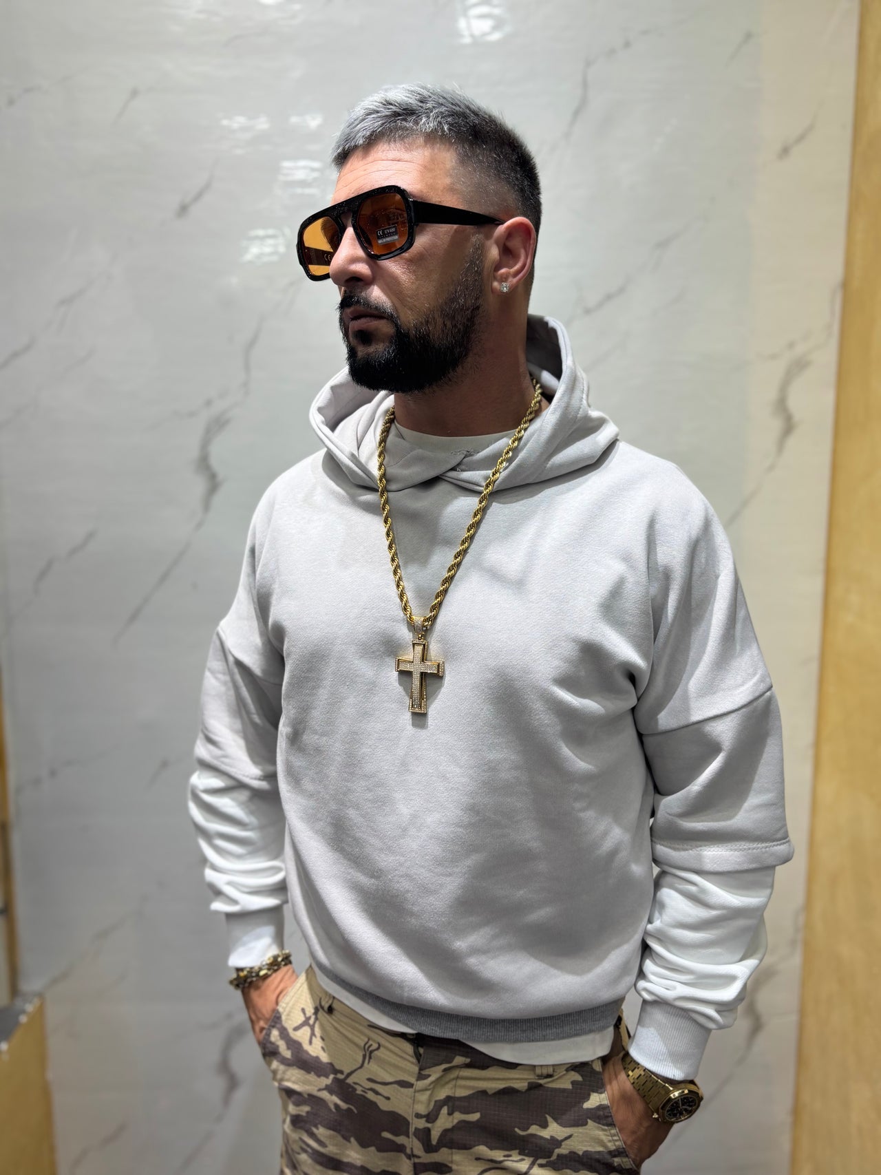 Felpa con doppia manica