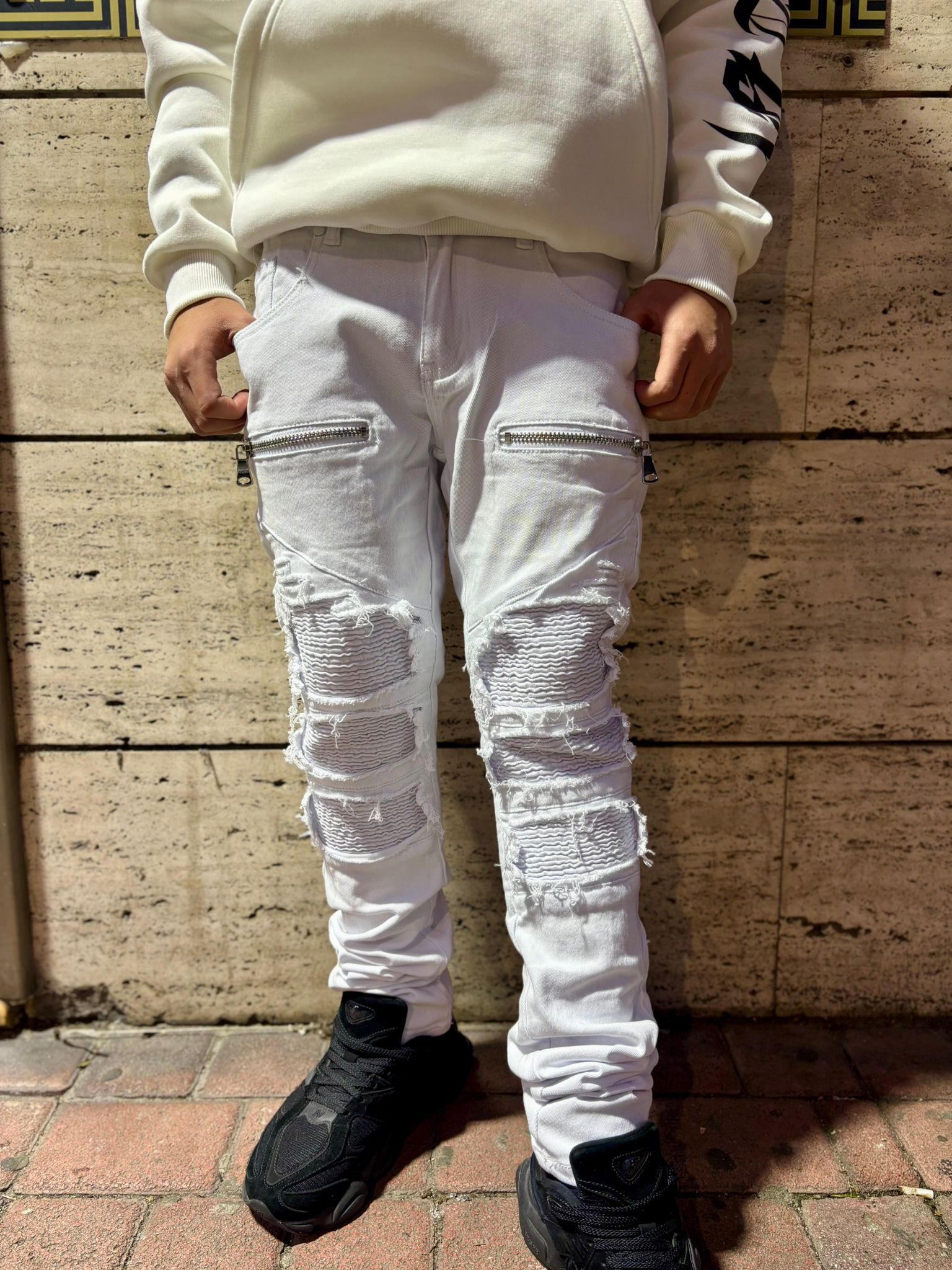 jeans white big bikers