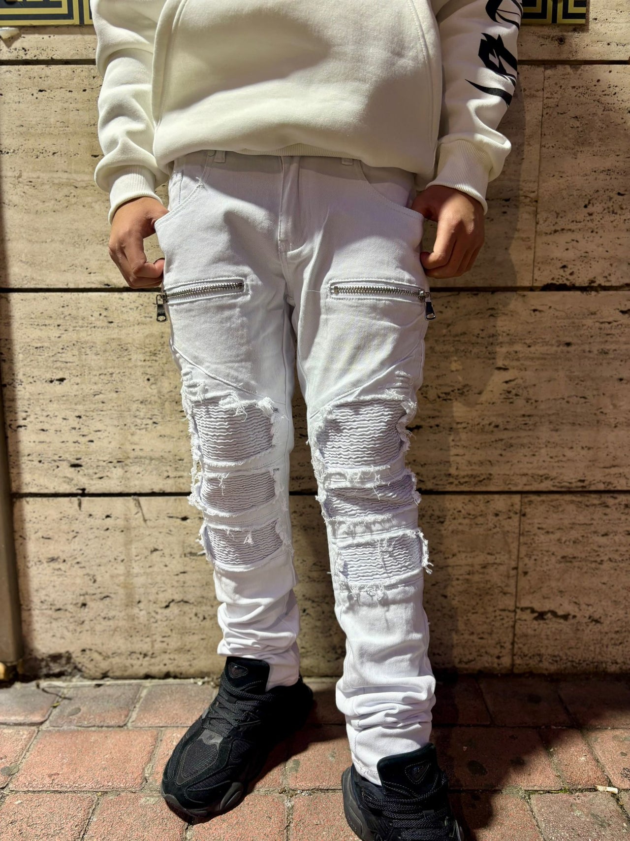 jeans white big bikers
